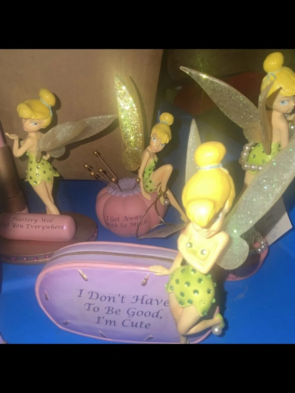 Disney Tinker Bell Figurine Set - Pink & Gold Accents lot